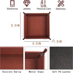 Valet Tray Organizer, 5.5" Square Catch All Tray for Men & Women - for Nightstand, Entryway,Desk & Dresser Top | Jewelry & EDC Holder for Watches, Rings, Keys, Wallet, Phone, Glasses