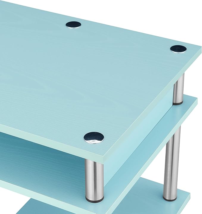 Convenience Concepts Designs2Go No Tools Desk Home Office Desk with Shelves, Corner Shelf Vanity Desk Computer Desk Nail Table for Nail Tech - 47.25" L x 15.75" W x 30" H, Sea Foam