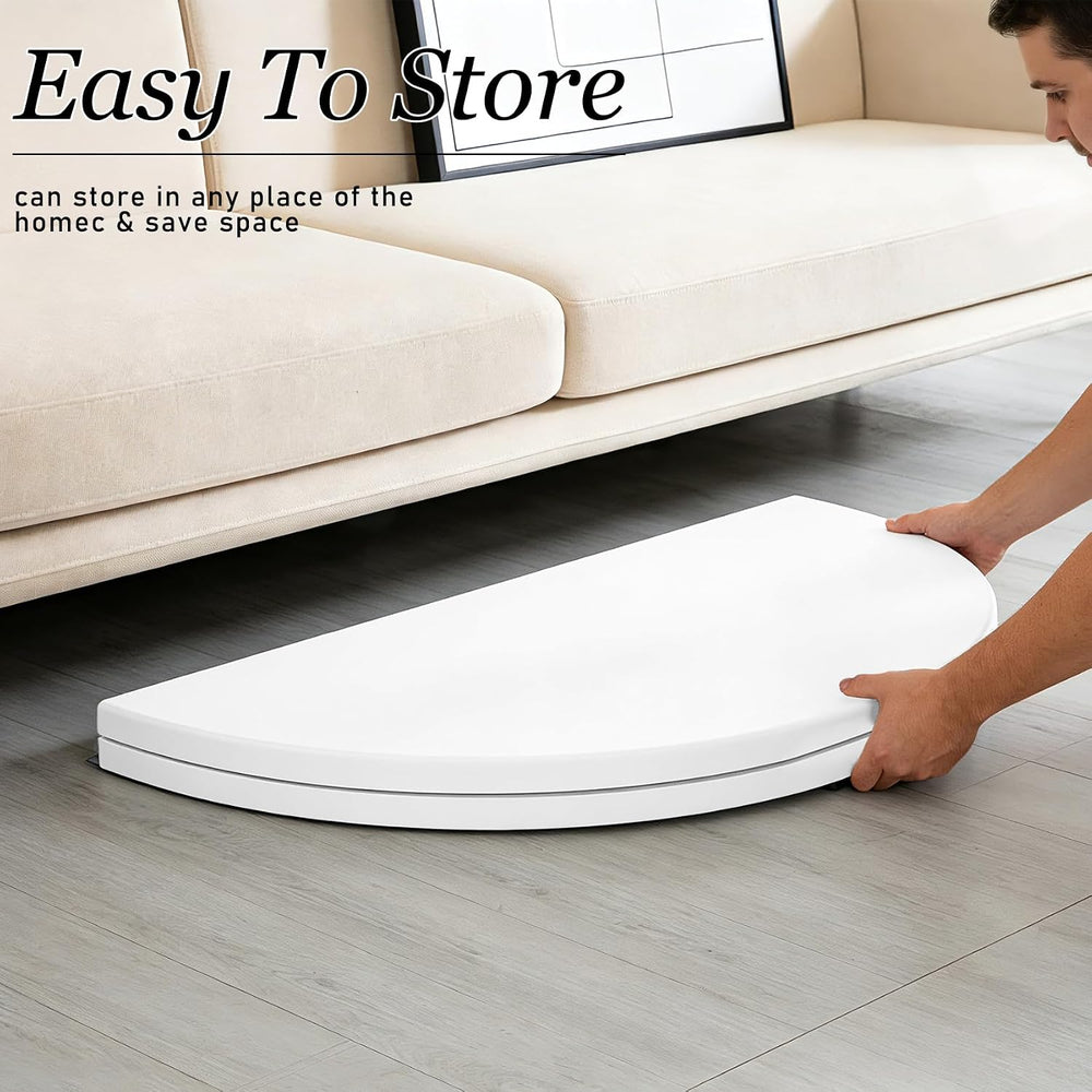 HAISIWLKJ 4FT Round Folding Table White Fold-in-Half with Carrying Handle Por...
