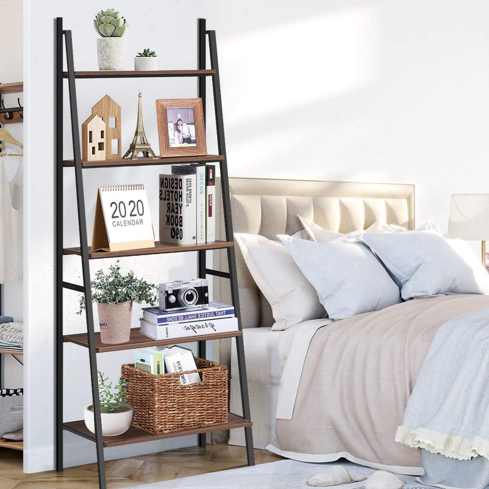 Tangkula Ladder Shelf (Set of 2), 5 Tier Industrial Bookcase, Multifunctional...