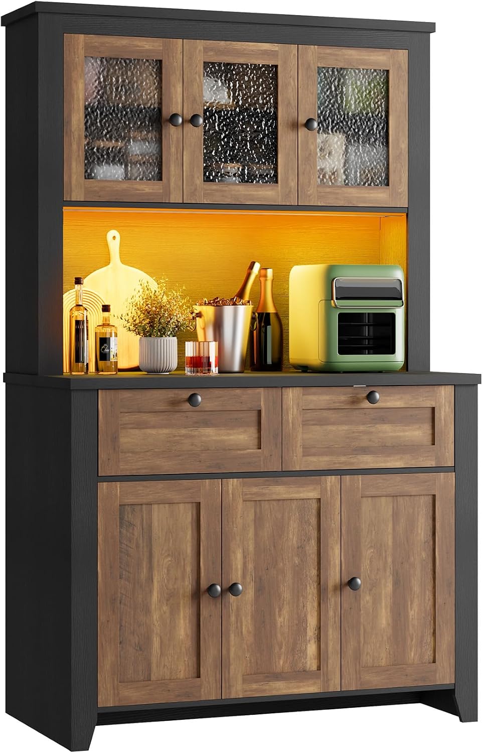 GarveeHome 66" Tall Pantry Cabinet with Power Outlet & LED Light, Ki...
