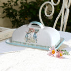 Enameled Farmhouse Vintage Butter Dish with Lid, 7.5 Inch Durable Kitchen Food Storage Container Rust-Resistant Refrigerator Safe,Vintage Decorative Design Kitchenware for Countertop