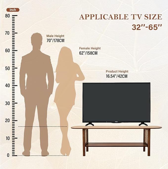 Tiita TV Stand with Storage for TVs up to 65'', Bamboo TV Console Ent...