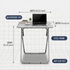 Tv Trays Folding Tv Table, Dinner Table for Eating with Sturdy Metal Frame, Small Foldable Snack Trays Table for Living Room, Couch,Sofa, Bed, No Assembly Required (White Marble)