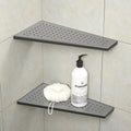 Corner Shower Shelf, 12" Trapezoid Grout in Shelf 304 Stainless Steel Grid Design Recessed Bathroom Shelf for Tiled Wall (Gunmetal, 12"-2 Pack)