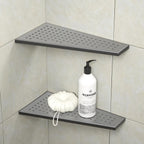 Corner Shower Shelf, 12" Trapezoid Grout in Shelf 304 Stainless Steel Grid Design Recessed Bathroom Shelf for Tiled Wall (Gunmetal, 12"-2 Pack)