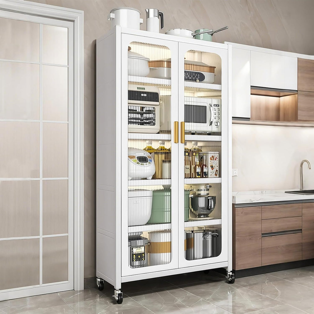 65.16" Tall Kitchen Pantry Storage Cabinet, Large Kitchen Display Cabine...