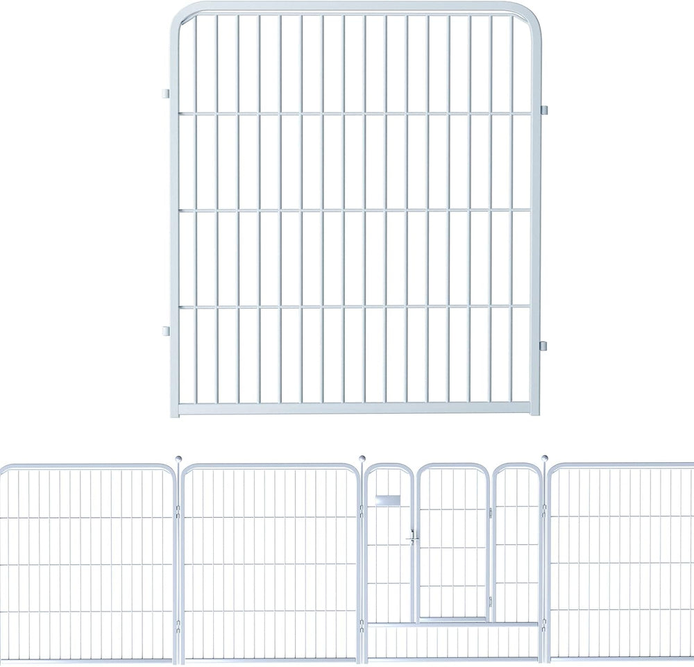 Decorative White Garden Fence 24 Pack for Pets Dogs 32in (H) x 55ft (L),Metal...
