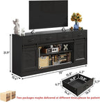 St.Mandyu 70" Large Farmhouse TV Stand for 85/80/75/70 Inch TVs w/4 Drawers,Rustic Tall Media Console w/Sliding Barn Door, Adjustable Shelves,Tall Entertainment Center for Living Room,Black