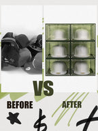 6 Pack Hat Organizer Box, Stackable Clear Baseball Caps Holder Box Containers with Magnetic Door for Hats Snapback Cap Storag, Hat Rack Display Case, Holds 8 Hats Each (Green)