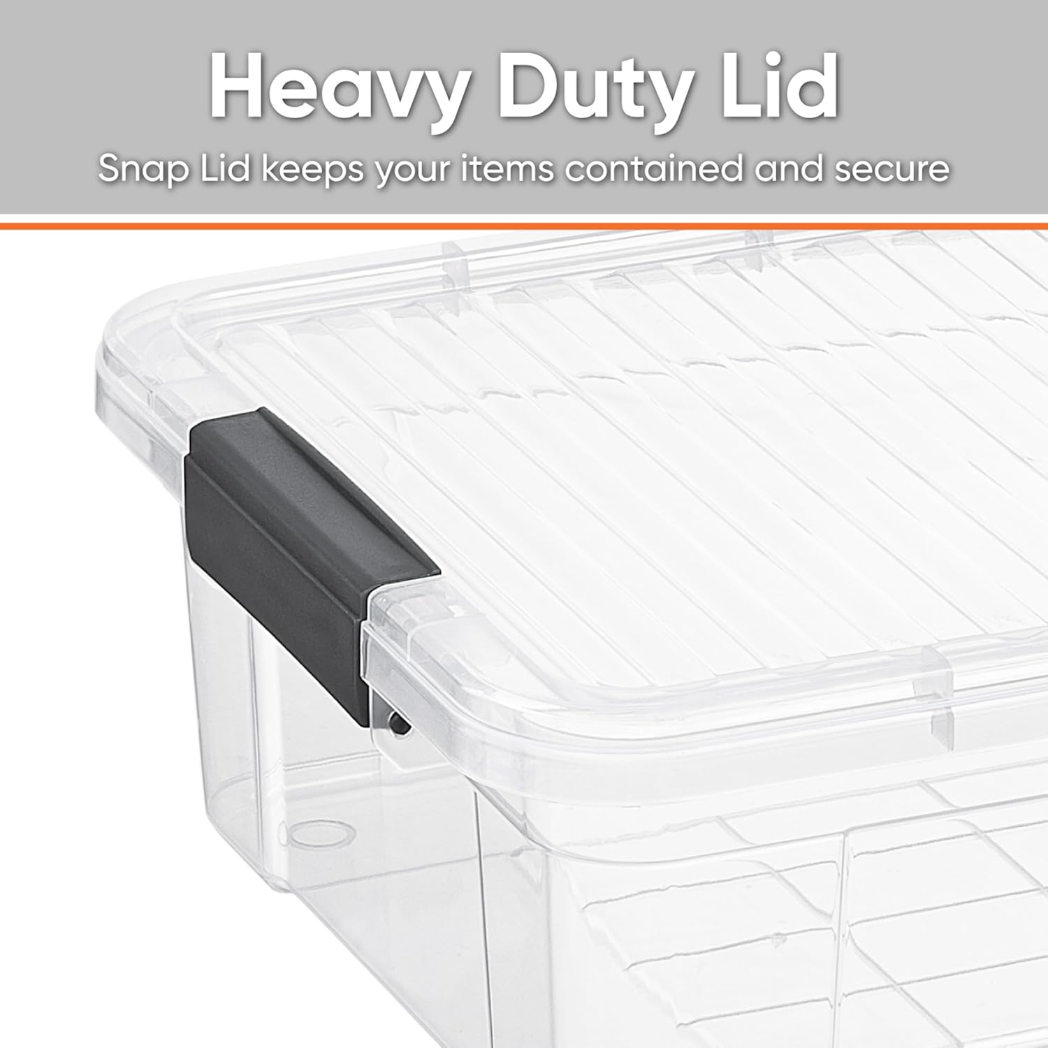 Superio 6 Pack Clear Plastic Storage Container with Lid Home - 13.7 Qt, Office Organizer Storage Bin, Stackable, For Closet, Under the Bed, or Locker, Use for Clothes, Food, Toys, Supplies, Linen.