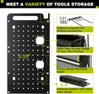 Power Tool Organizer Wall Mount with Charging Station,Cordless Tool Organizer 8 Drill Holder, 4 Layer Storage Rack for Garage Organization,Tool Holder with 8 Outlet Power Strip (Black)