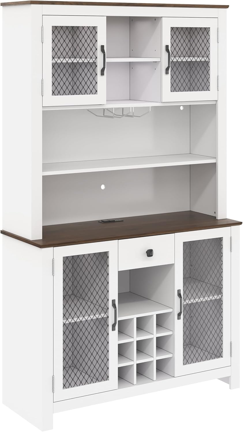 JIJIWANG 70.9" Kitchen Pantry Storage Rustic Buffet Cabinet,Kitchen Hutc...