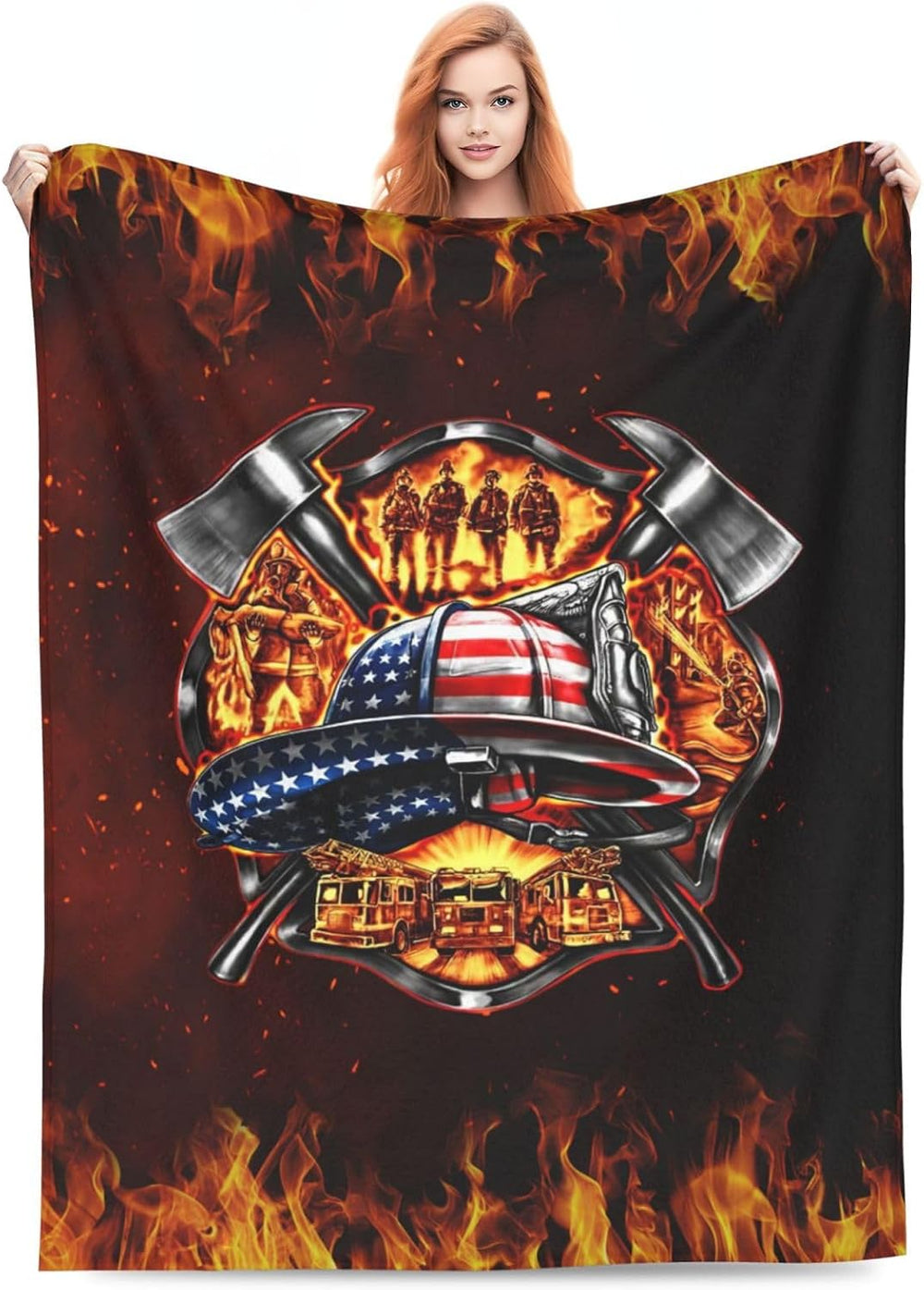 Firefighter Blanket, Fire Fighter Throw Blankets, Fireman Gifts for Men Firef...