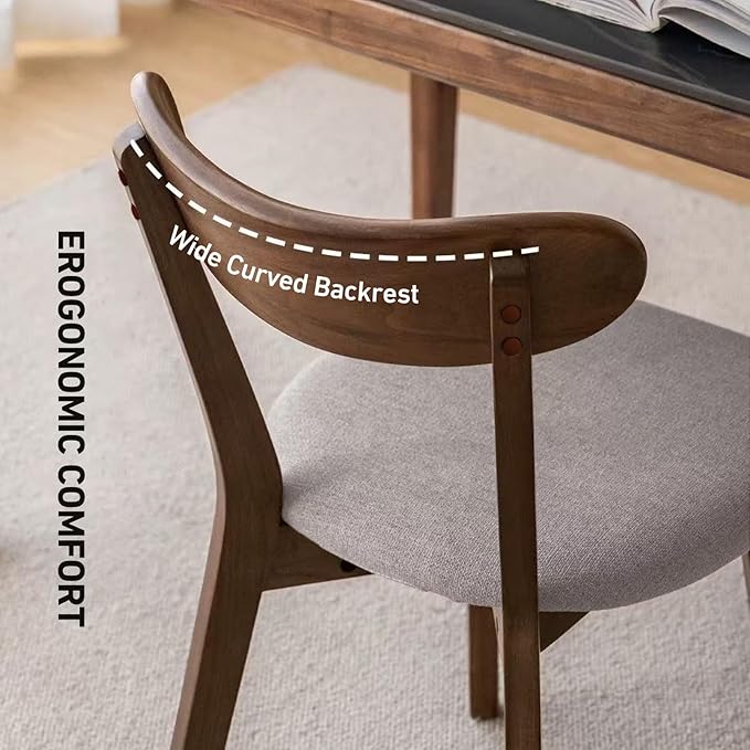 NAFORT Dining Chairs Set of 2, Modern Fabric Upholstered Dining Room Chairs, Wooden Chair Farmhouse Kitchen Side Chairs with Rubber Foot Pads for Bistros, Dining Kitchen Room, Restaurant