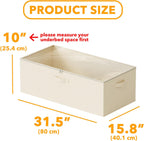 SpaceAid 2 Pack 10" High Under Bed Storage Containers, Large Underbed Storage Organizer Bins with Lids for Bedroom, Dorm, Clothes, Closet Organization, Bed Sheets and Blankets (Beige)