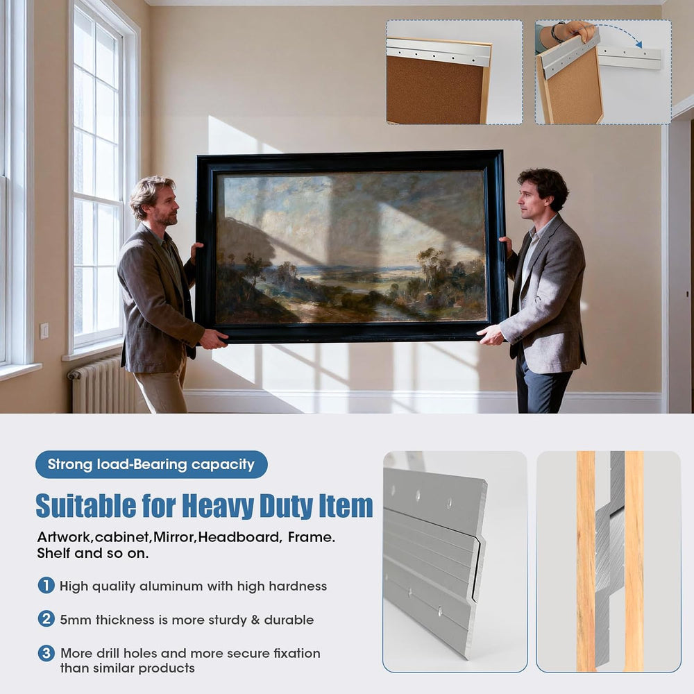 32 Inch French Cleat Hangers (3 Pairs) - Aluminum Z Bar Clips, Heavy Duty Wal...