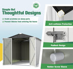 Flamaker 6x8 FT Storage Shed Waterproof Metal Garden Shed with Lockable Door Utility Tool Shed Outdoor Storage for Backyard, Patio and Lawn, White