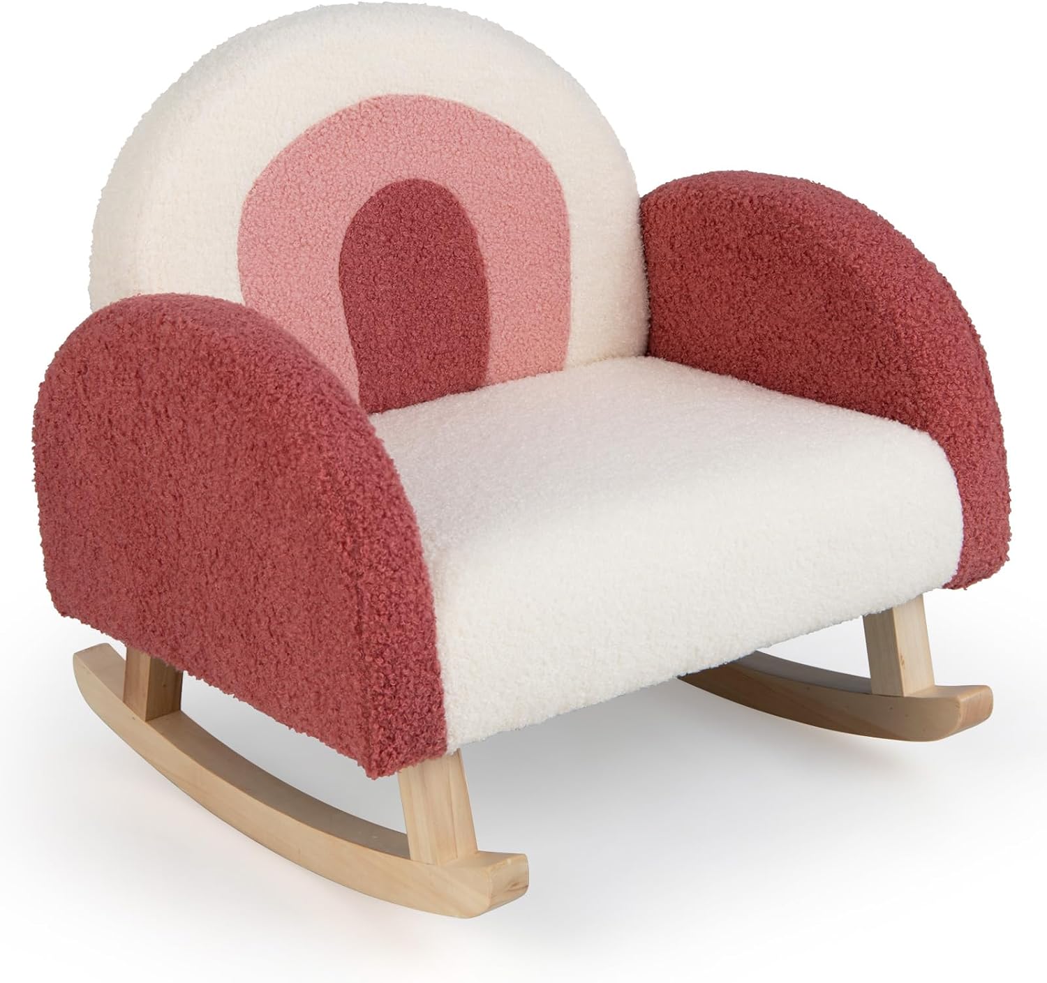 Honey Joy Toddler Rocking Chair, Kids Rocker with Solid Wood Frame & Plush Fabric, Anti-Tipping Design, Toddler Couch for Kids Room, Playroom, Nursery, Bedroom (Red)