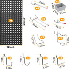 Pegboard Smith 4x2ft Metal Pegboard Kit for Tools Storage, Black Pegboard Wall Organizer with Hooks and Pegboard Bins