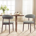 COLAMY Wooden Dining Room Chairs Set of 6, Modern Upholstered Fabric Dining Chairs, Farmhouse Kitchen Chair with Foot Pegs, Green