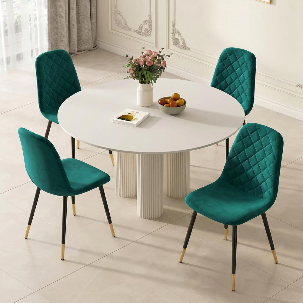 Velvet Green Dining Chairs Set of 4 - Upholstered Kitchen & Dining Room C...