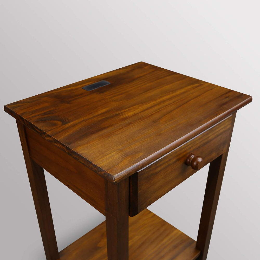 Casual Home Owl Night Stand with USB Port Charging Station and Drawer, 17.5&q...