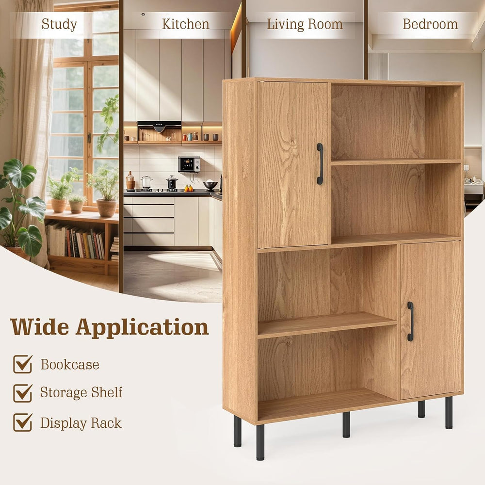 Giantex 47-Inches Storage Cabinet with Doors, Open Shelves, Anti-Tipping Devi...