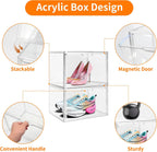 3 Pack Clear Acrylic Sneaker Shoe Display Case,Shoe Storage Boxes Stackable,Acrylic Boxes for Shoes Display with Lid,Boot Storage Organizer for Tall Boot,Purse Handbag Organizer for Closet
