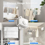 Retractable Clothesline Indoor, Non-Sagging Outdoor Clothes Line Retracting Heavy Duty Clothes Drying Laundry Line Wall Mounted Stainless Steel Line-13.8 Feets(White)