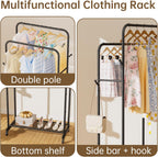 Clothes Garment Coat Rack Drying Clothing Racks Metal Freestanding for Hanging Clothes Portable Closet for Laundry Bedroom Black