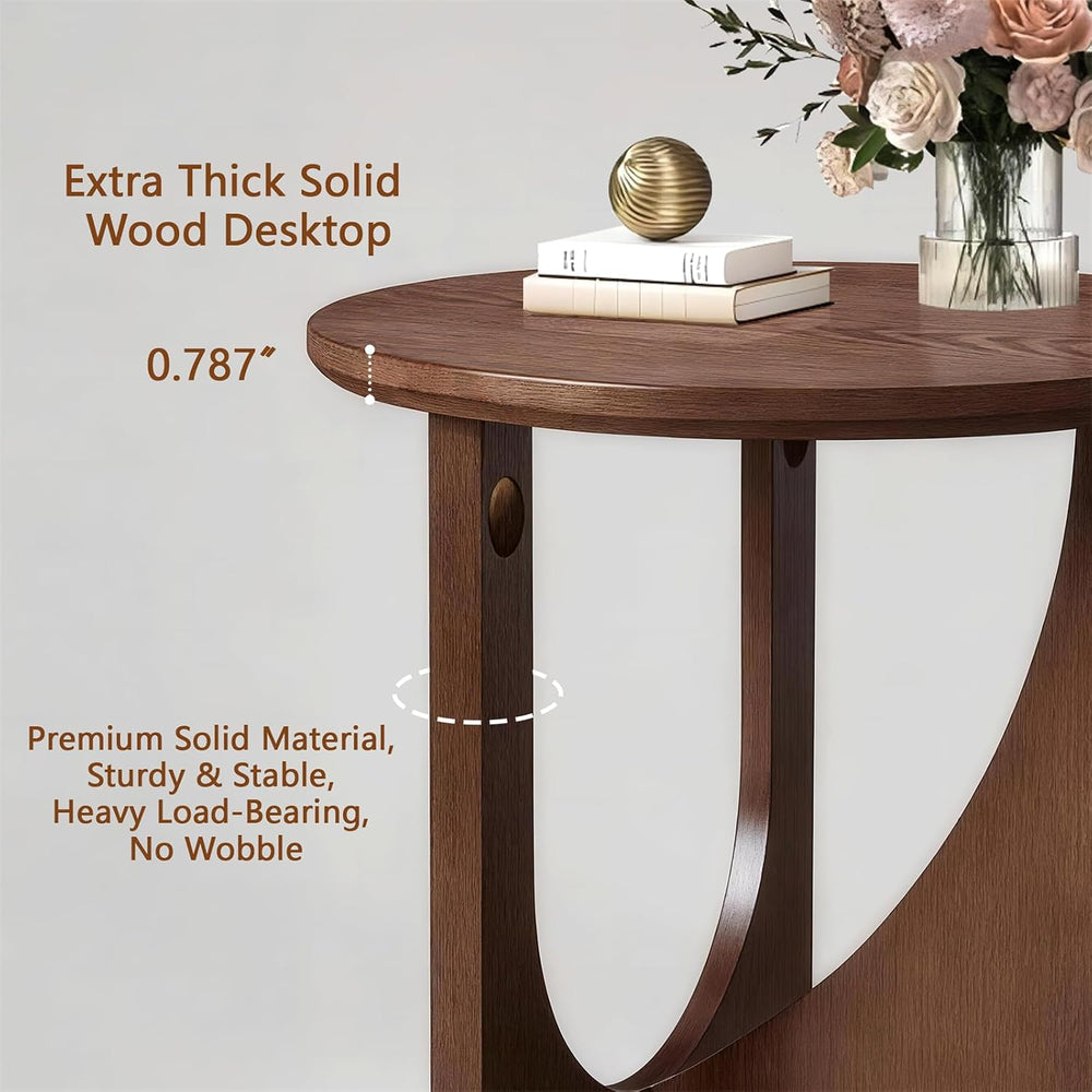 20'' Mid-Century Round Solid Wood Side Table for Living Room or Bedro...