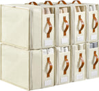 Bed Sheet Organizers and Storage, 8 Pack Linen Closet Organizers with Adjustable Zipper, Foldable Bedding Storage for Queen or King Size Bedsheets, Duvet Covers and Pillows