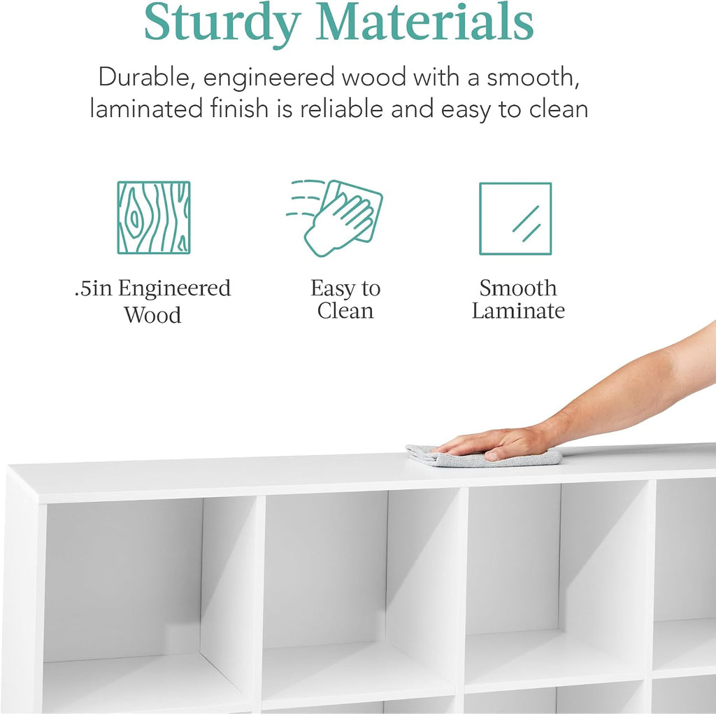 Best Choice Products 8-Cube Storage Organizer, 11in Shelf Opening, Bookcase, Display Shelf, Customizable w/ 3 Removable Back Panels – White