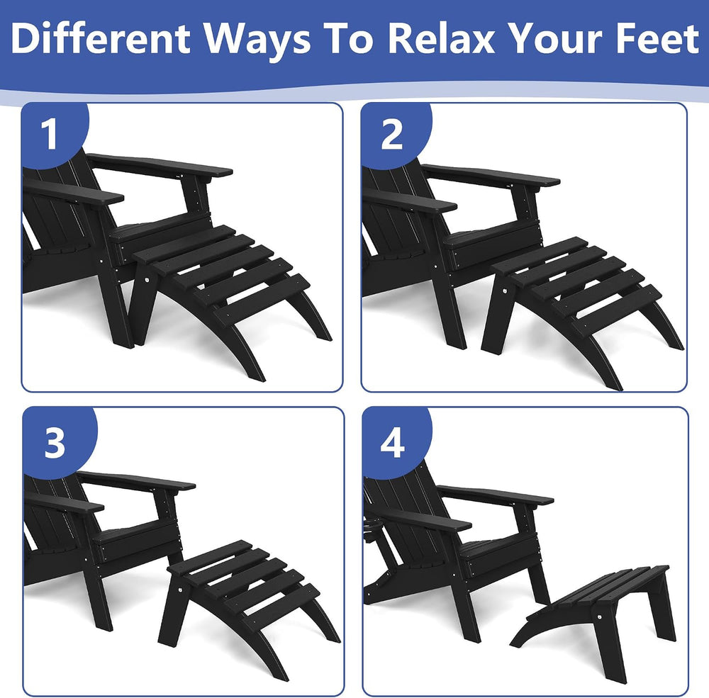 FOOWIN Folding Adirondack Ottoman Set of 4, HDPE All Weather Adirondack Footr...