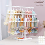 POVETIRE Headband Holder Stand Storage for Baby, 3 Tier Wooden Bow Organizer for Girls Hair Bows, Infant Hair Accessories Rack Display for Nursery Decor