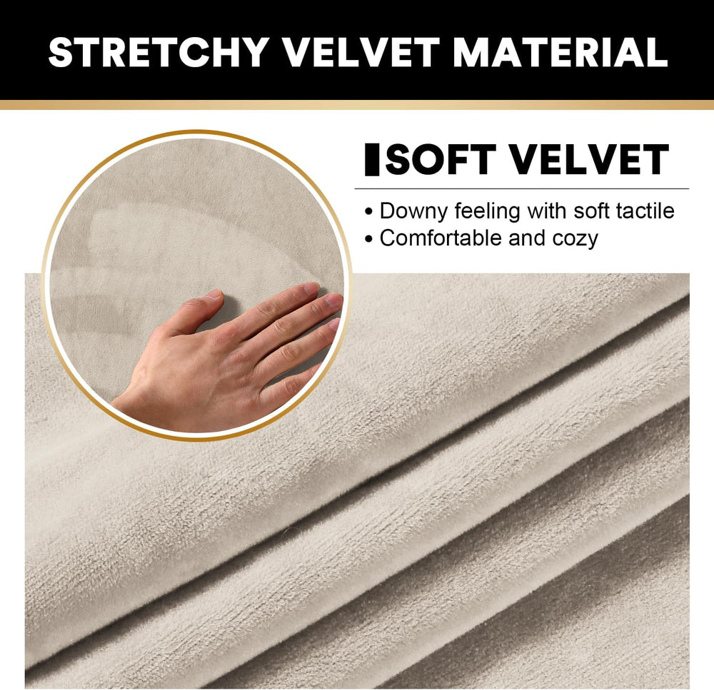 PrinceDeco Velvet Plush Couch Cover Stretch 2 Piece Chair Cover Chair Slipcov...