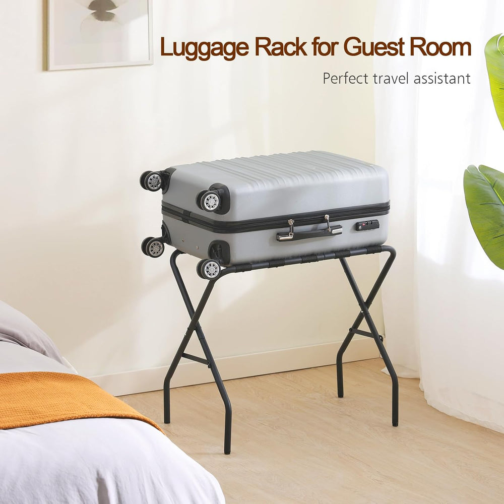 AMHANCIBLE Luggage Rack, Foldable Suitcase Stands Set of 2, Metal Luggage Hol...