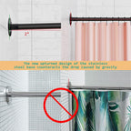 L-Shaped Corner Shower Curtain Rod, 「Black 24"-53" x 24"-53"」 Adjustable, Unsagging, Drill-free Install,304 Stainless steel 90°Curved Rod, Max Size 24"-37" x 55.1 "-69" with 12 Hooks