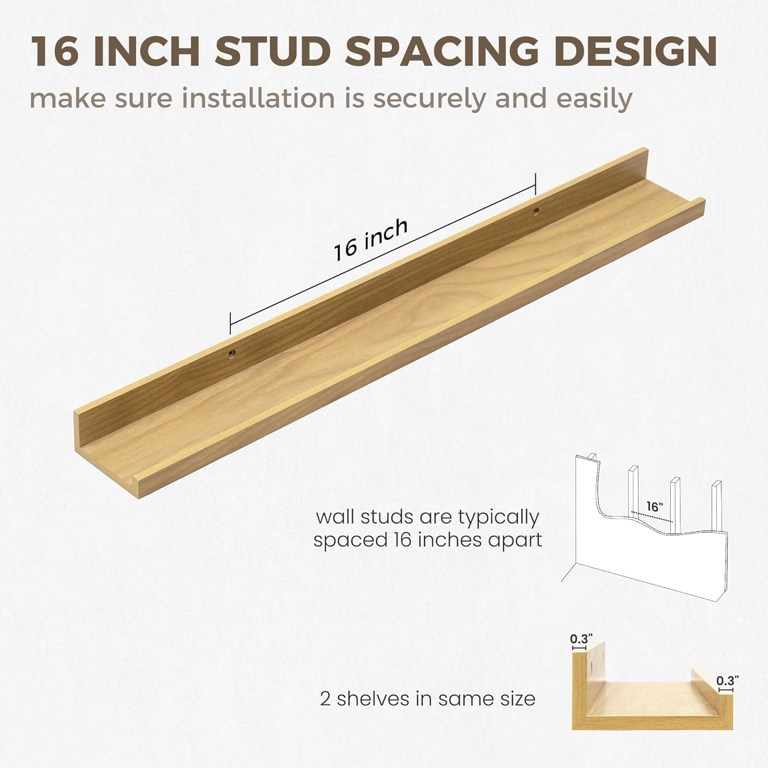 Axeman 30 Inch Floating Shelves for Wall | Picture Ledge Shelf Set of 2 | Rustic Oak Picture Shelf for Wall with Ledge | Floating Shelves with Lip | Photo Ledge Shelves for Books Album Records