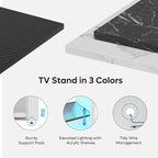Bestier LED Tall Entertainment Center for PS4, 55 inch TV Stand for 55/60/65 inch TV, TV Console with Storage, Media TV Cabinet with Adjustable Shelf for Living Room, White Marble