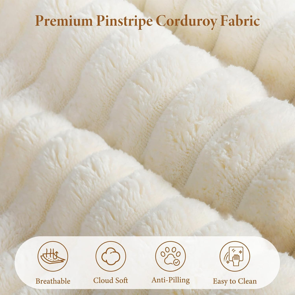 Vesgantti 7 Seater Plush Corduroy Couch, 141.7" Large Sofa, Beige | Over...