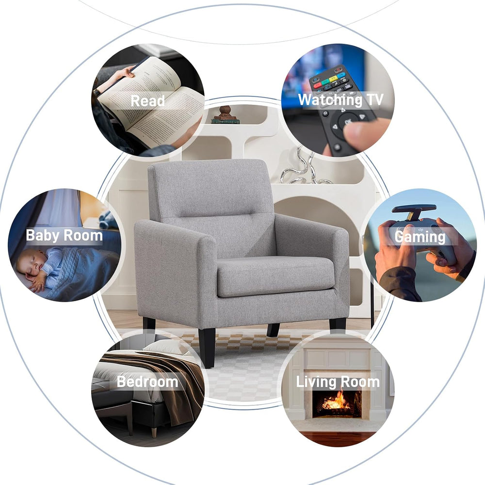 Accent Chairs Set of 2, Mid Century Modern Living Room Chairs, Light Grey | A...