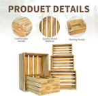5 Pcs Decorative Wood Crates for Display, 5 Size Large Farmhouse Wooden Basket for Storage Container and Decorations, Rustic Nesting Crates Decor Boxes with Handle