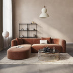 Acanva Luxury Modern Tight Curved Back Velvet Sofa, Minimalist Style Comfy Couch for Living Room Apartment, L-Shape Left Chaise, Tangerine