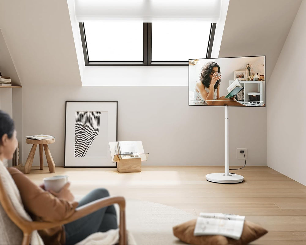 FITUEYES Small Rolling TV Cart for 24-48 Inch TVs, Height Adjustable, White |...
