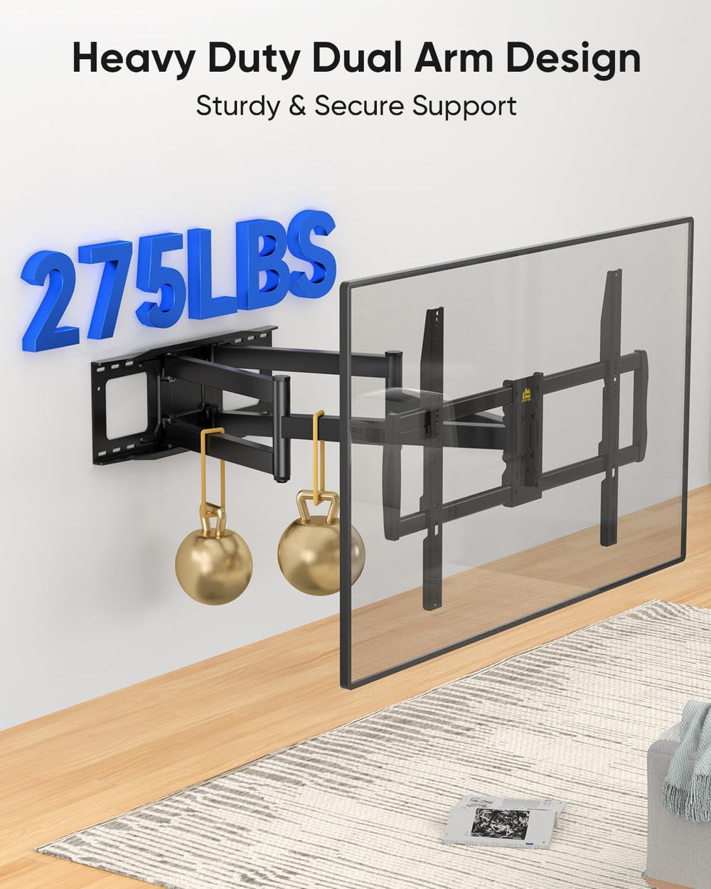 FORGING MOUNT Long Arm TV Wall Mount with 42.9 inch Extension and Power Strip...