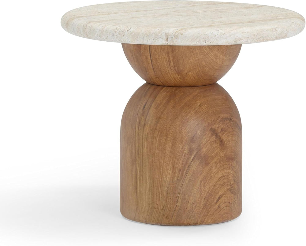 First of a Kind Side Table in Brown,Travertine Concrete