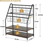 VECELO Kids Front Facing Book Shelf, 2 Tier Toddler Book Display Storage Rack, Metal Wood Freestanding Children Bookcase with Toy Organizer Bin Space for Nursery Playroom Bedroom Daycare