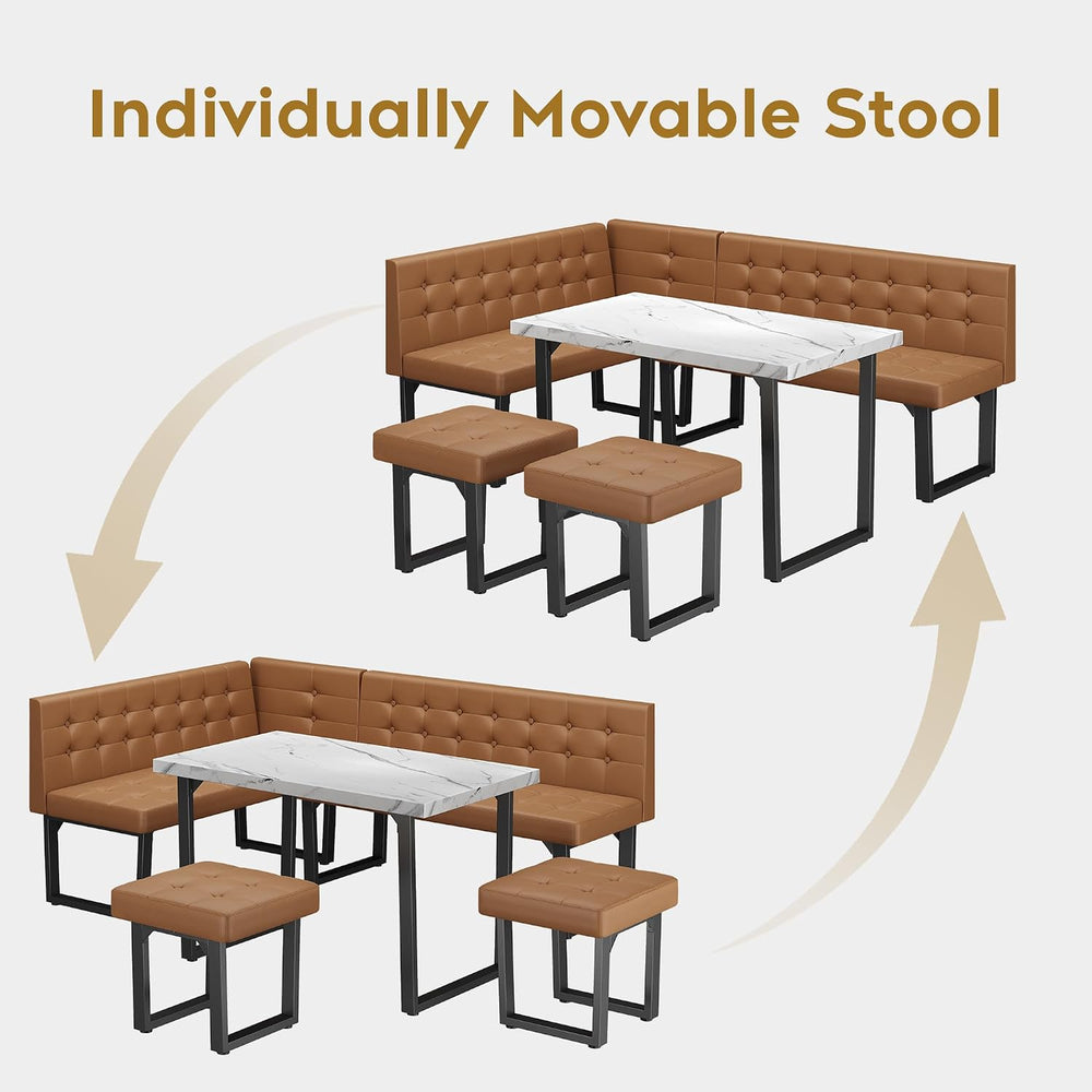 XIAO WEI Corner Dining Table Set for Small Spaces, 72 Inch Breakfast Nook wit...